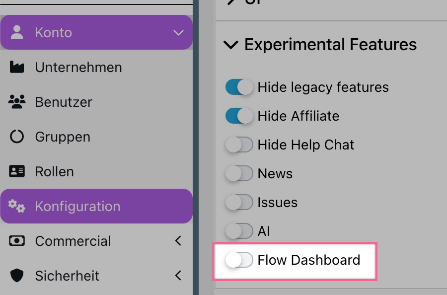 Enable Flow Dashboard experimental feature