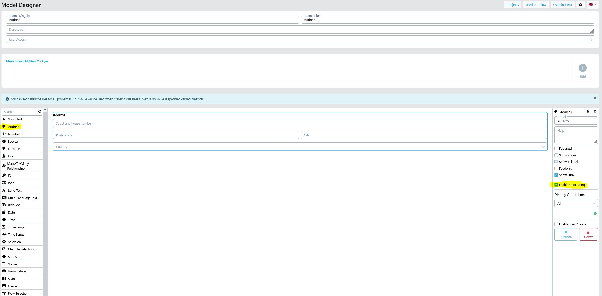 Geocoding Option