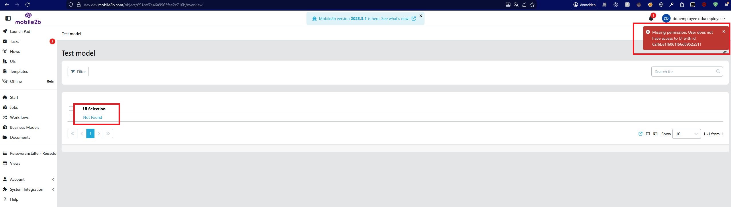 Object Table Overview No Access